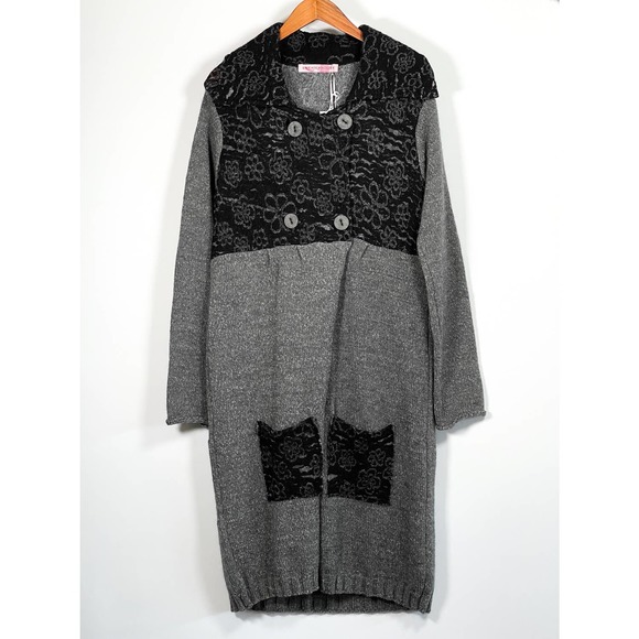 NWT Sweaterhouse Wool Mohair Blend Long Cardigan Sweater Sz M & L Made in Spain - Picture 1 of 14